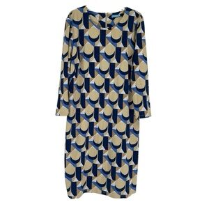 J McLaughlin Dress Women Size XL Catalina Cloth Geometric Print tan Blue